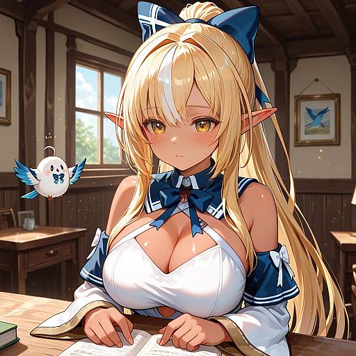 Illustration of Elfriend (shiranui flare), hololive in the style of Okitsugu