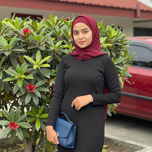 Young Woman in Red Hijab Portrait