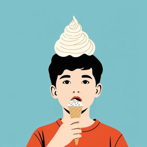 Minimalist Vector Boy Enjoying Ice Cream