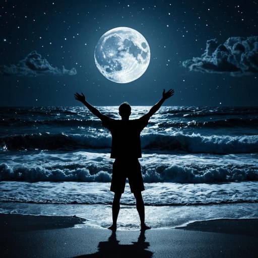 Fissured Moon Over Stormy Ocean Scene Fissured Moon Over Stormy Ocean Scene