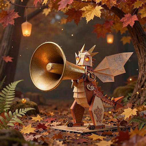 Autumn Origami Dragon Automaton with Megaphone