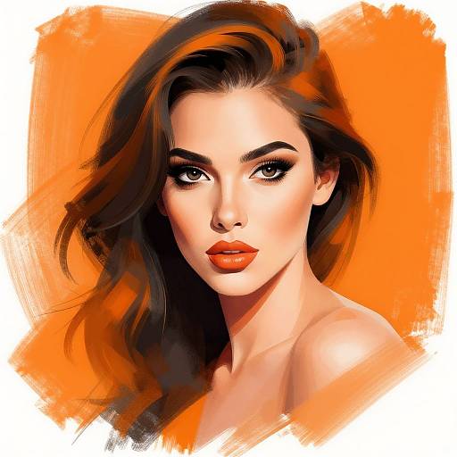 Vibrant Woman Portrait in Orange and Gray