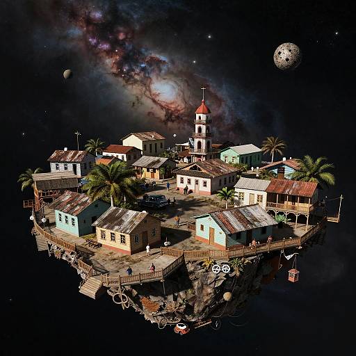 1950s Cuban Seaside Town in Space
