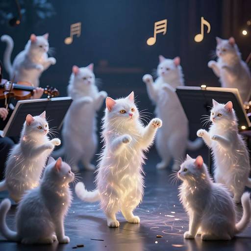 Orchestra of Glowing White Cats