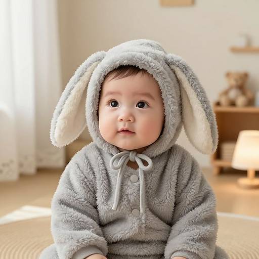 Cozy Baby in Plush Grey Outfit