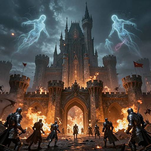 Medieval Castle Siege with Mythical Creatures