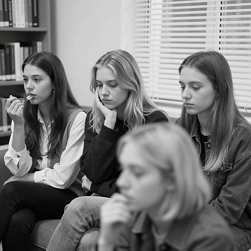 Candid Black-and-White Portrait of Young Women