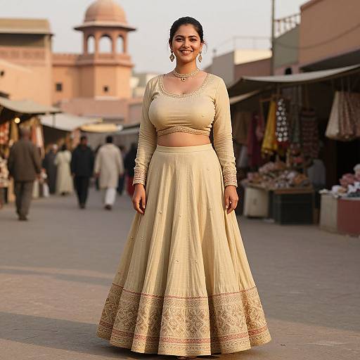 Stylish Indian Woman in Lehenga Costume