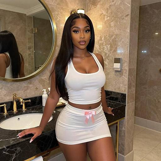 Young Woman in Luxurious Bathroom