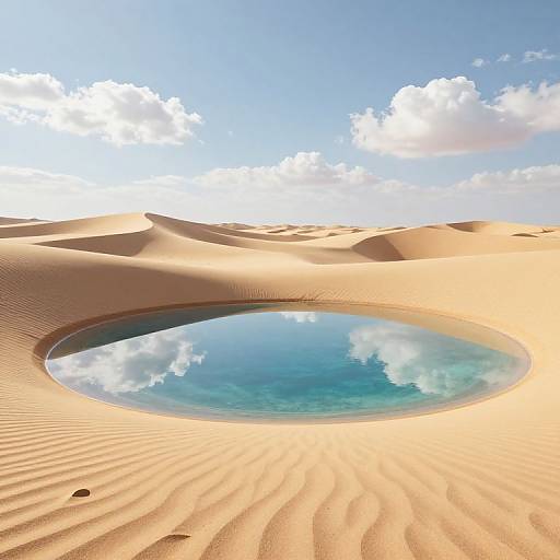 Serene 3D Desert Landscape with Water