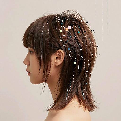 Surreal AI Haircut with Digital Pixels