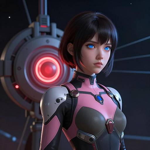 Futuristic Warrior in Cosmic Battle