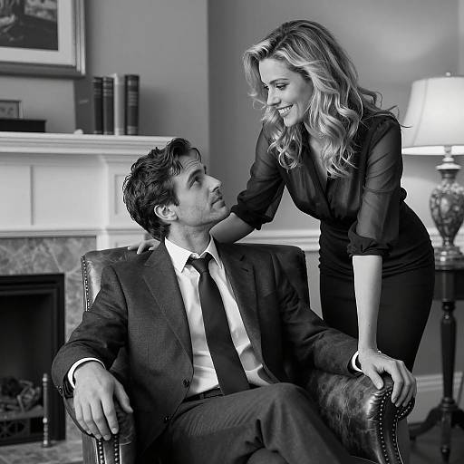 Stylish Black and White Living Room Portrait