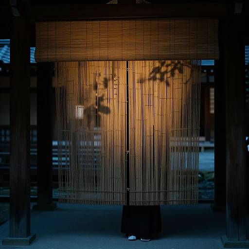Mysterious Bamboo Curtain in Temple
