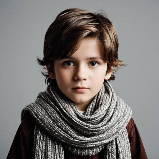Young Boy Wearing Grey Scarf