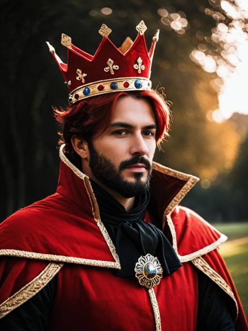 Man in Red King Costume with Crown
