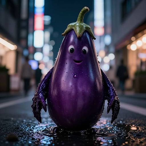 Cthulhu-Style Eggplant Monster in Tokyo