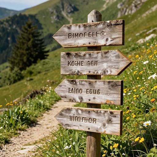 Rustic Wooden Trail Signs in Nature