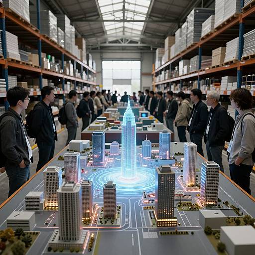 Futuristic City Hologram Gathering