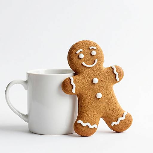 Cheerful Gingerbread Man with Mug
