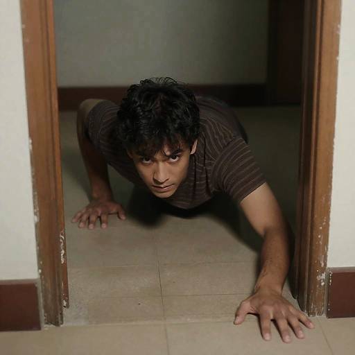 Man Crawling Through Narrow Doorway