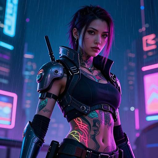 Neon Cyberpunk Female Warrior