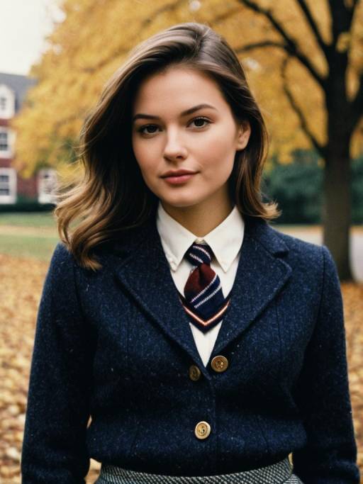 Woman in Preppy Fall Outfit