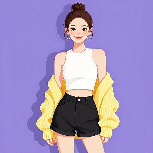 Smiling Woman in Casual Chic Outfit