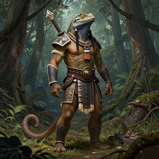 Lizardman Warrior Tribal Portrait