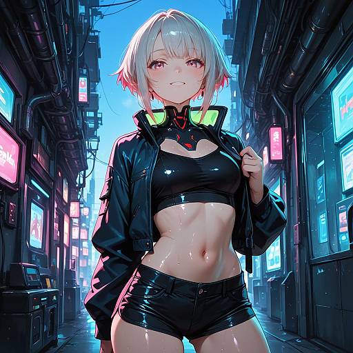 Cyberpunk Streetwear Girl in Sunlight