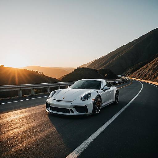 2019 Porsche GT3 on California Highway 1 at Sunrise