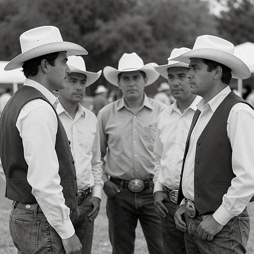 Vintage Cowboy Group Portrait in Conversation