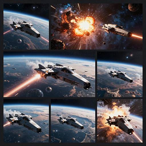 Epic Space Battle Above Alien Planet