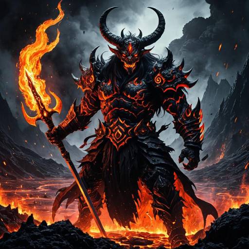 Ancient Fire Demon Lord with Flaming Greatsword