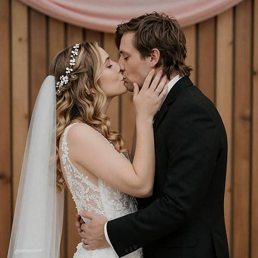 Intimate Wedding Kiss in Soft Lighting