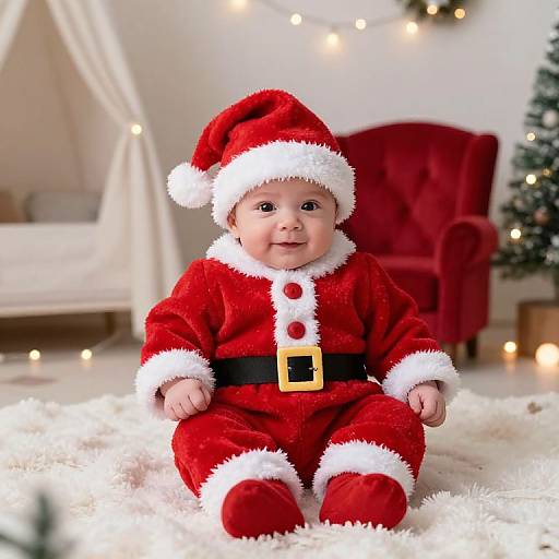 Newborn Baby in Handmade Santa Suit