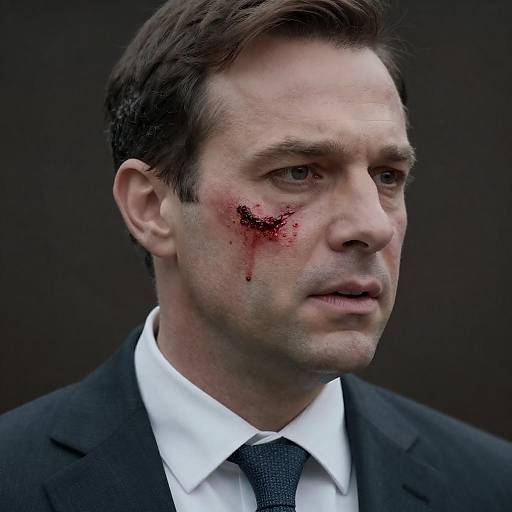 Intense Portrait of Injured Businessman