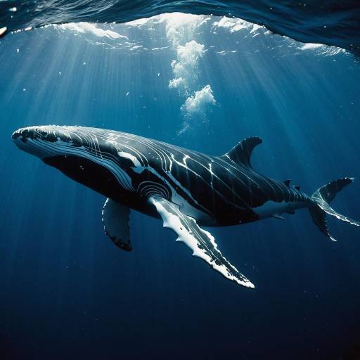 Underwater Humpback Whale with Sun Rays