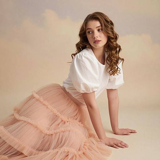 Dreamy Portrait of Woman in Tulle Skirt