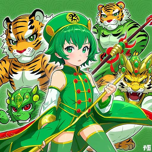 Illustration of Dragon kid, tiger & bunny in the style of Johan (johan13)
