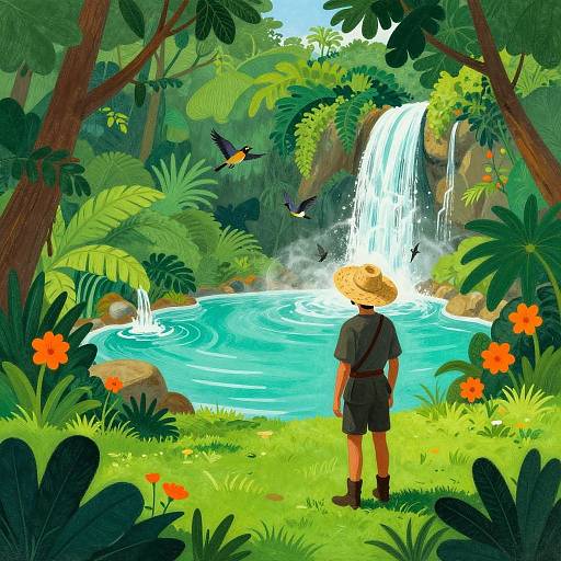 Naive Art Jungle Explorer Scene