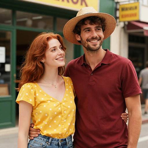 Smiling Couple on City Street