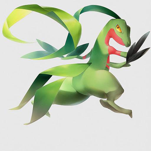 Illustration of Grovyle, pokemon in the style of Sousou (sousouworks)