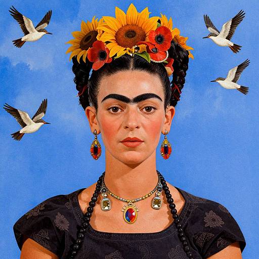 Frida Kahlo Inspired Sunflower Portrait