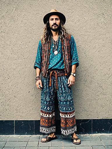Man in Bohemian Style Outfit