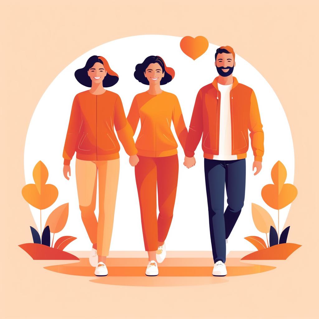 Warm Couple Illustration in Bright Colors