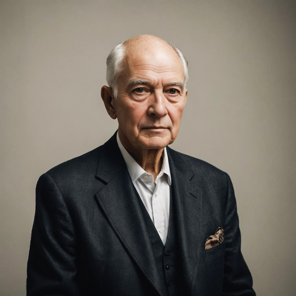 Thoughtful Old Man Portrait in Studio