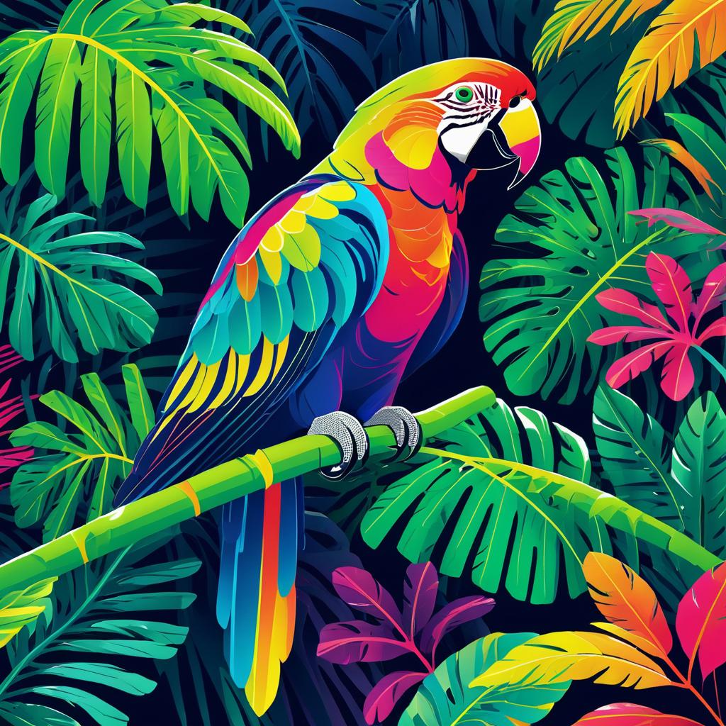 Vibrant Parrot in Tropical Paradise Art