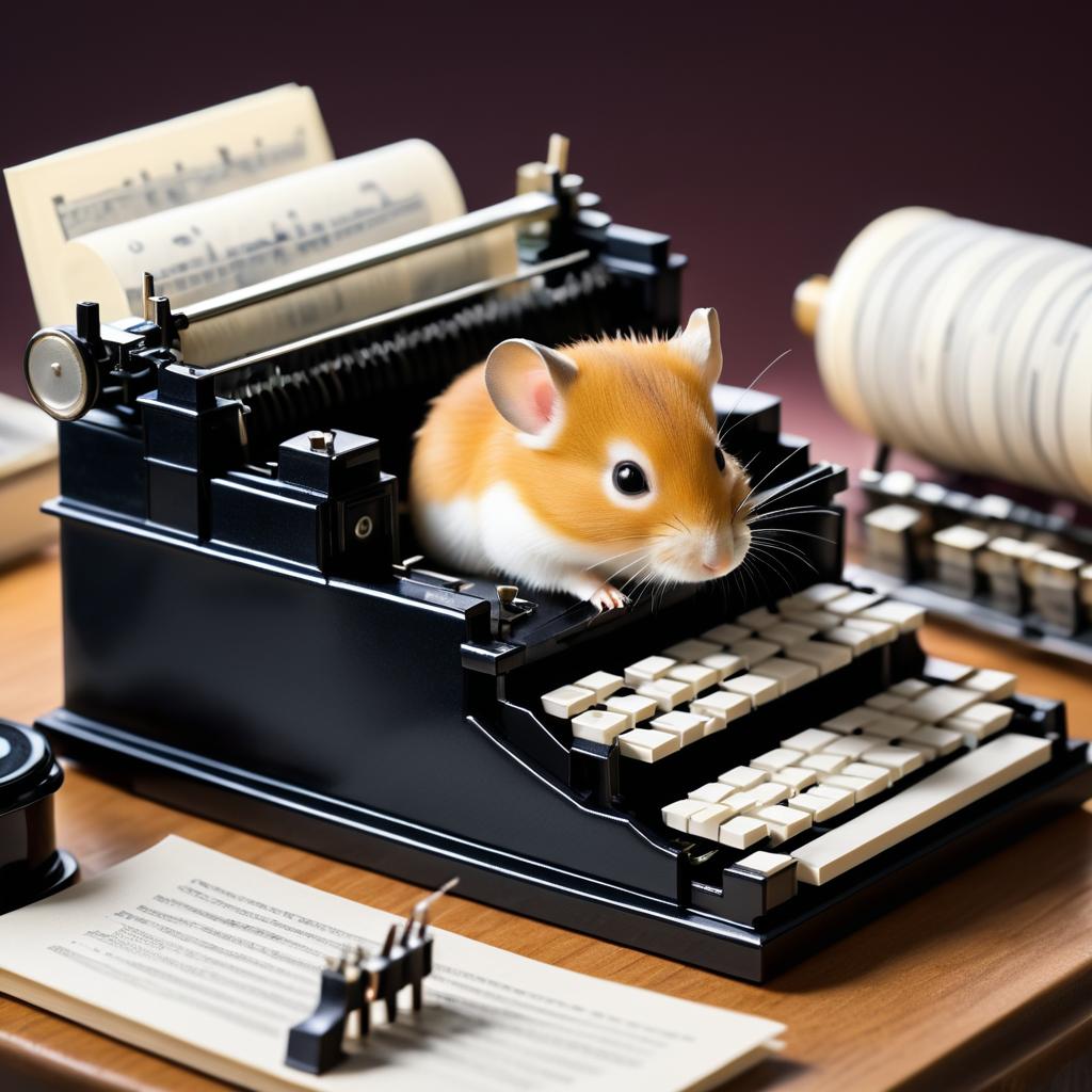 Hamster Typing on a Typewriter