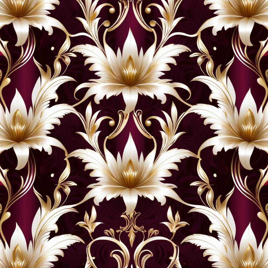 Luxurious Burgundy Wallpaper with Floral Patterns